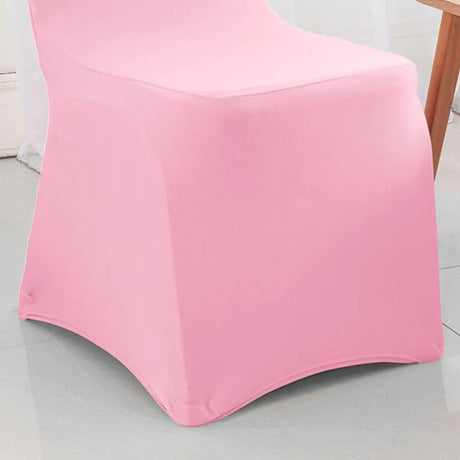 Funda de silla de banquete de spandex rosa con ajuste elástico para bodas y celebraciones