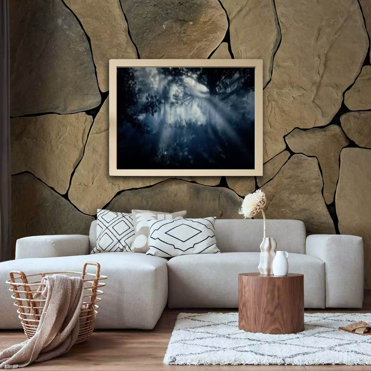 Birch Effect Frame with Mount, 12x16" – Horizontal/Vertical, No-Nail Hanging, Depth Display!