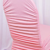 1 Piece Pink Rouge Chair Cover Elegant Ruffled Spandex Fit for Banquet Chairs