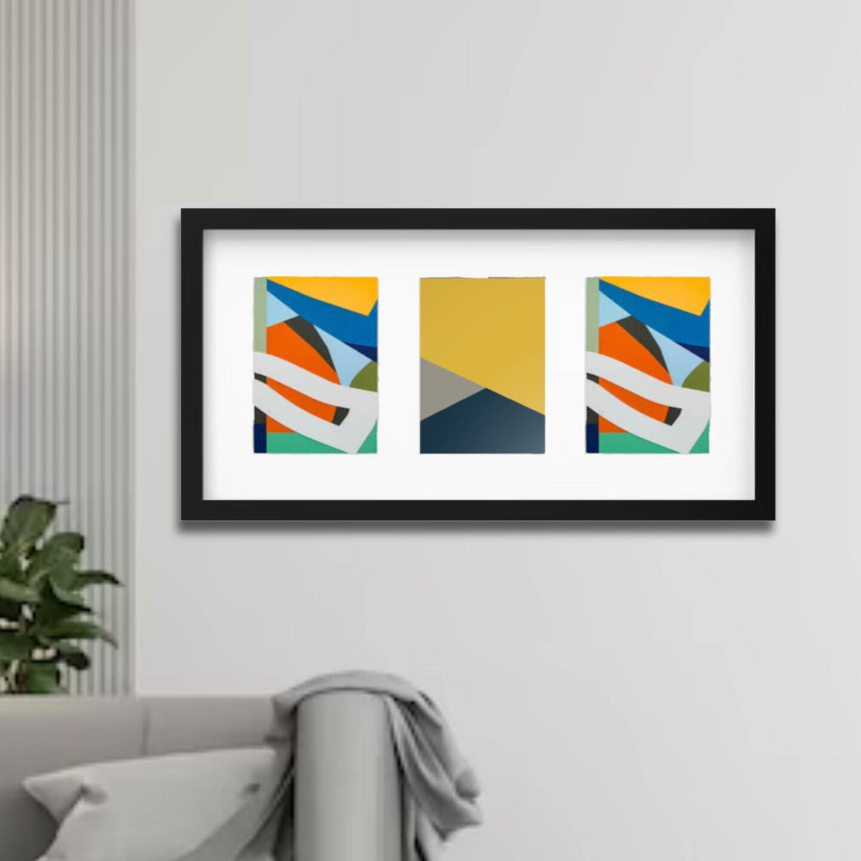 Black Frame for 3 Pictures, 21¾x11" – Horizontal/Vertical, Easy No-Nail Hanging!