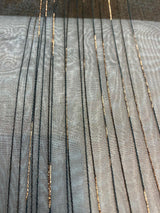 French Bella Stripes Bronze Polyester Fabric - Brown Sheer With Black And Golden Brown Vertical Stripes, 118" Width (1 Yard)