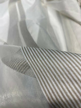 French Silverado Stripes Polyester Fabric - Off White, Silver White And Gray Stripes, 118" Width (1 Yard)