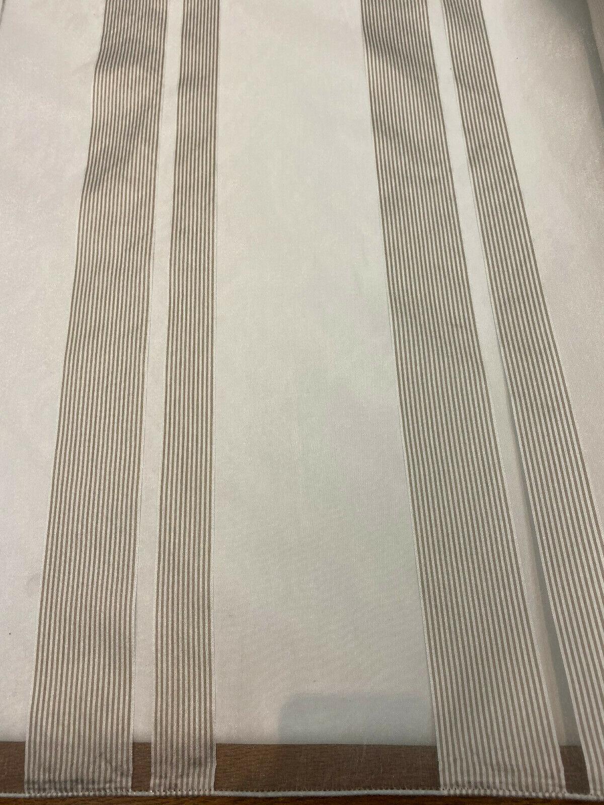 French Silverado Stripes Polyester Fabric - Off White, Silver White And Gray Stripes, 118" Width (1 Yard)