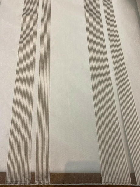 French Silverado Stripes Polyester Fabric - Off White, Silver White And Gray Stripes, 118" Width (1 Yard)