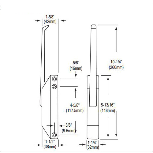 Door Latch with Strike - Straight Handle