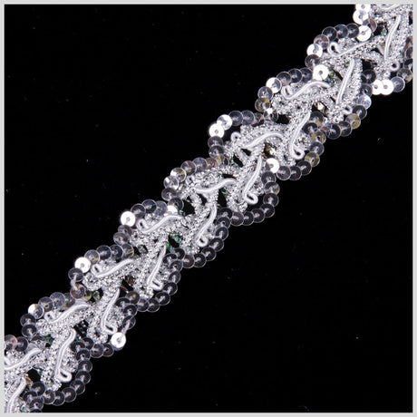1" Silver Fancy Sequin Trim
