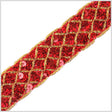 1.375" Red/Gold Fancy Sequin Trim
