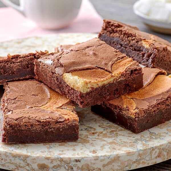 David's Cookies 4 oz. Pre-Cut Cheesecake Brownie 24-Count Tray - 2/Case