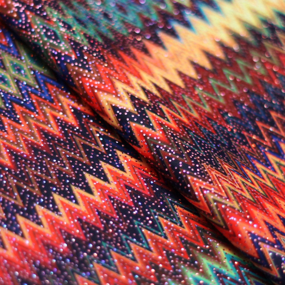 Earth-NYKS Polyester Spandex Fabric - Multicolor Chevron Zigzag, 58/60" Width (1 Yard)