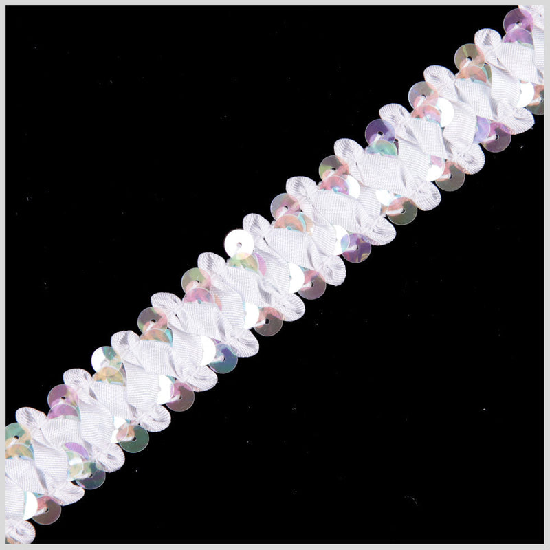 Clear/ Iridescent White Stretch Sequin