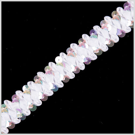 Clear/ Iridescent White Stretch Sequin