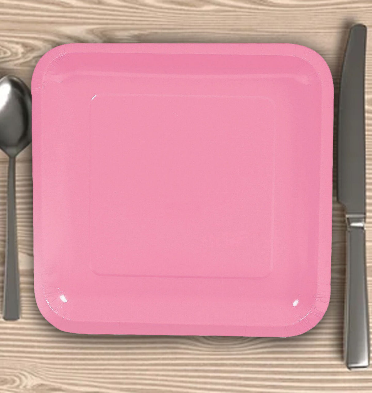 9" Candy Pink Square Paper Dinner Plates 24 Count Disposable Party Plates