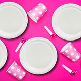 24 Count White Color Paper Dessert Plates 7 Inch Round Clean and Classic Events