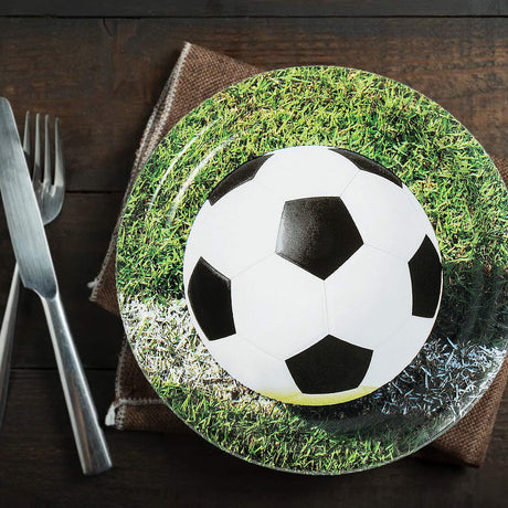 8 Ct. Sports Fanatic Soccer Party Paper Dinner Plates 8 3/4" Plates for Soccer Fans