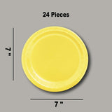 24 Count Yellow Color 7 Inch Dessert Plates Round Paper Plates for Sunshine Themes