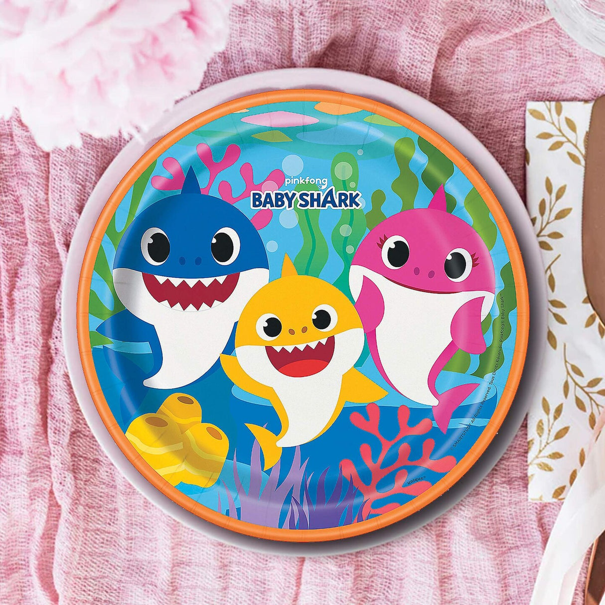 8 Count Baby Shark Party Paper Dinner Plates 9" Durable Disposable Plates for Kids’ Birthday & Classroom Parties