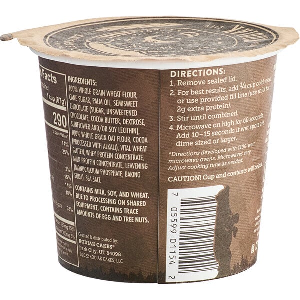 Kodiak Cakes Double Dark Chocolate Minute Muffin Cup 2.36 oz. - 12/Case