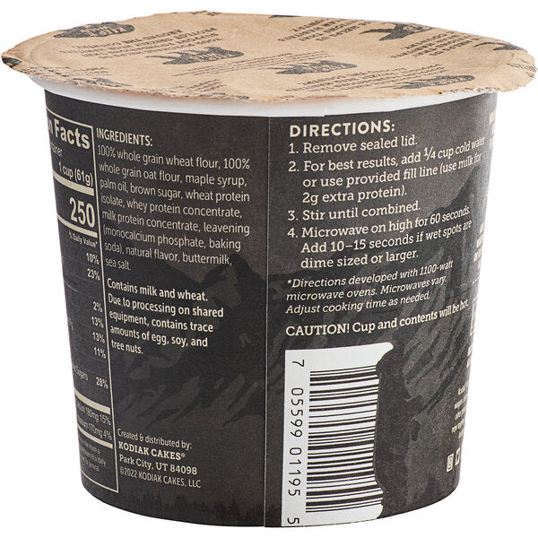 Kodiak Cakes Buttermilk and Maple Flapjack Cup 2.15 oz. - 12/Case