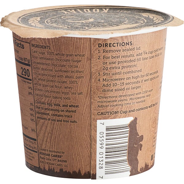 Kodiak Cakes Chocolate Fudge Brownie Cup 2.36 oz. - 12/Case
