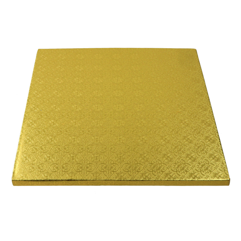 O'Creme Square Gold Cake Drum Board, 12" x 1/2" Thick, Pack of 5