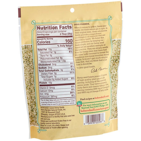 Bob's Red Mill Gluten-Free Hulled Hemp Seed Hearts 8 oz. - 5/Case