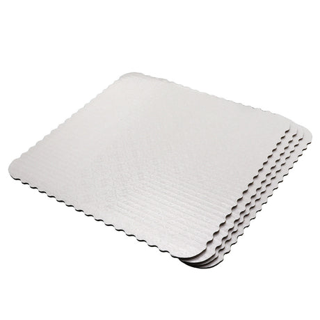 O'Creme White Scalloped Corrugated Square Cake Board, 9", Pack of 10