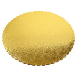 O'Creme Gold Scalloped Corrugated Round Cake Board, 9", Pack of 10