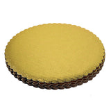 O'Creme Gold Scalloped Corrugated Round Cake Board, 9", Pack of 10