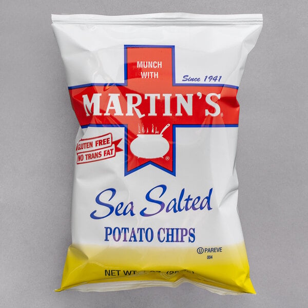 Martin's Sea Salted Potato Chips 1 oz. Bag - 60/Case