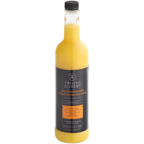 Twisted Alchemy Cold-Pressed Valencia Orange 100% Fruit Juice 25 oz. - 6/Case