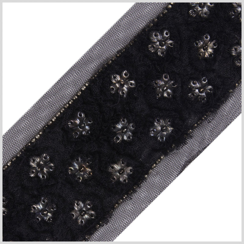 Black/Gunmetal Fancy Beaded Trim