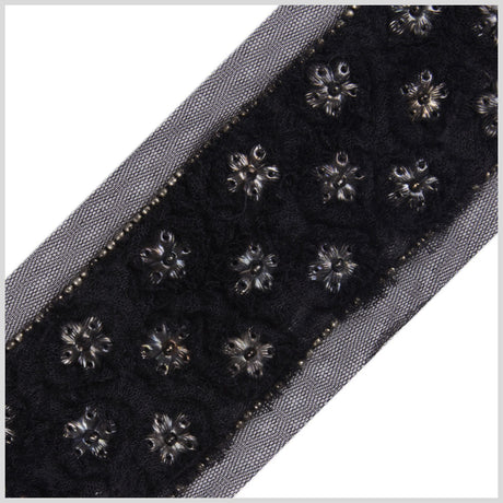 Black/Gunmetal Fancy Beaded Trim