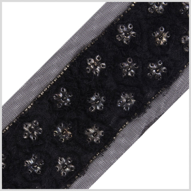 Black/Gunmetal Fancy Beaded Trim