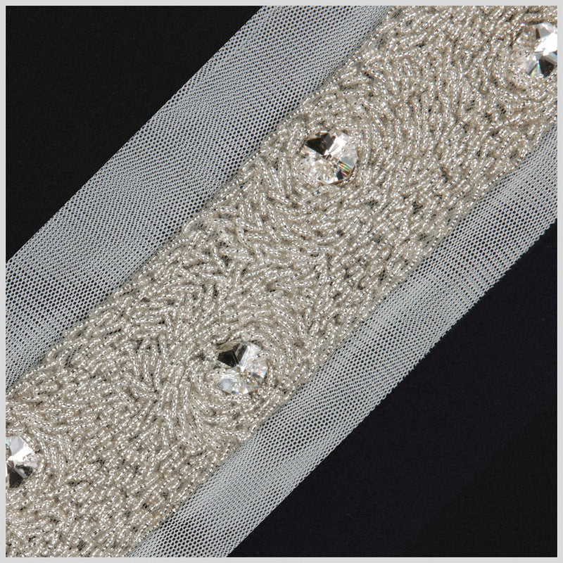 2" Silver Fancy Beaded Trim