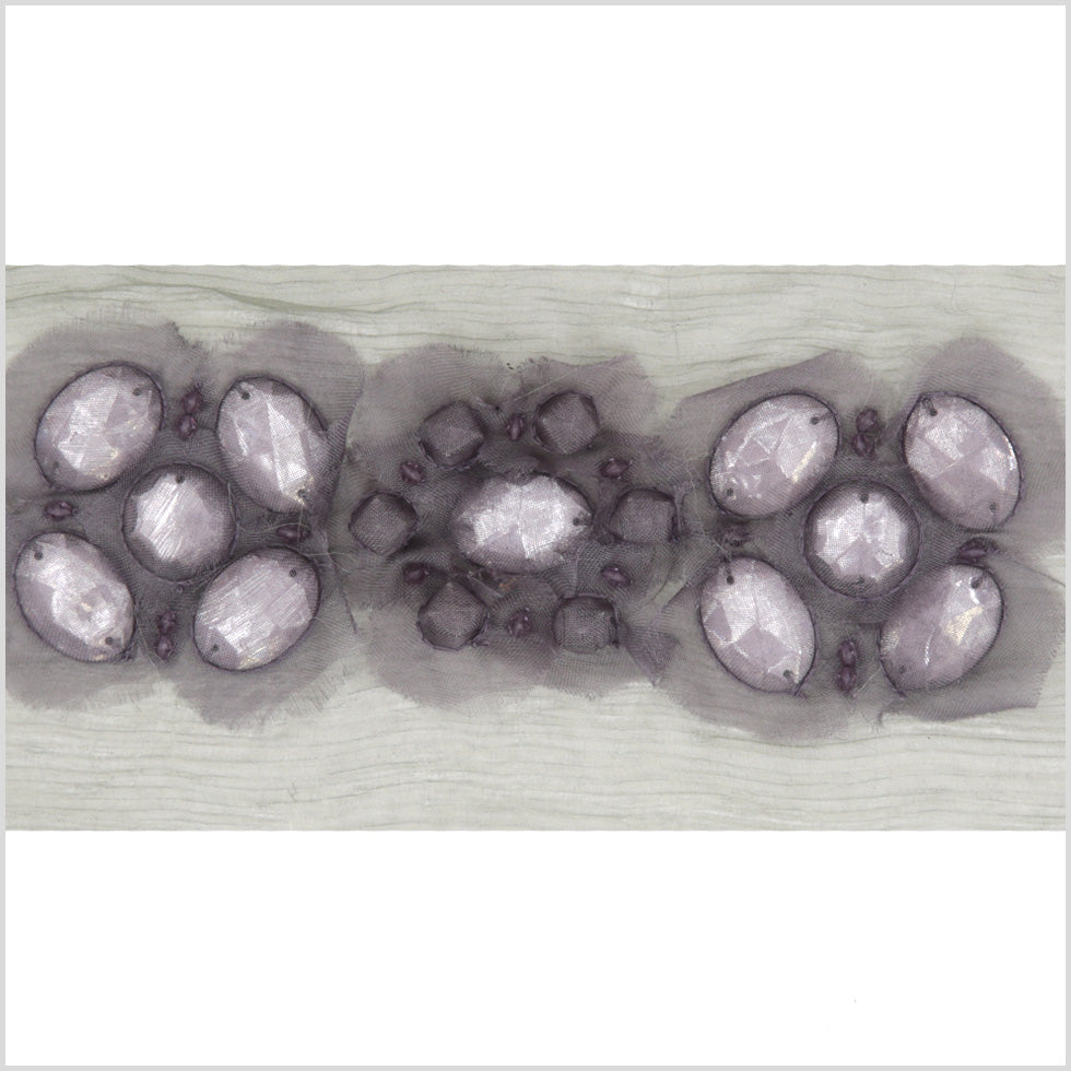3" Gray Fancy Beaded Trim