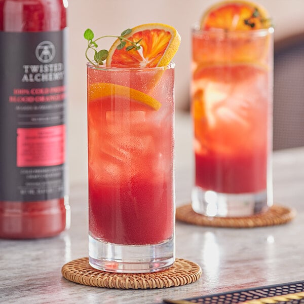Twisted Alchemy Cold-Pressed Blood Orange 100% Fruit Juice 25 oz. - 6/Case
