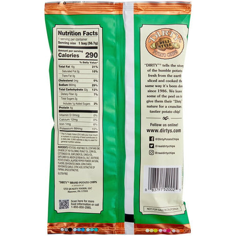 Dirty Potato Chips Jalapeno Heat Potato Chips 2 oz. - 25/Case