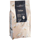 Valrhona Ivoire 35% White Chocolate Feve 6.6 lb. - 3/Case