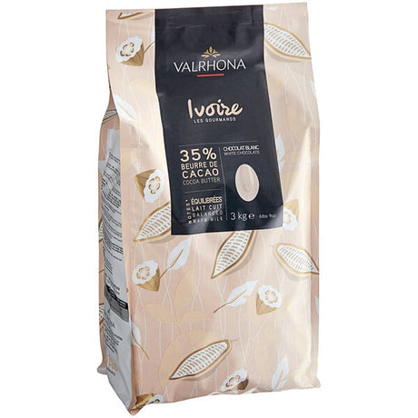 Valrhona Ivoire 35% White Chocolate Feve 6.6 lb. - 3/Case