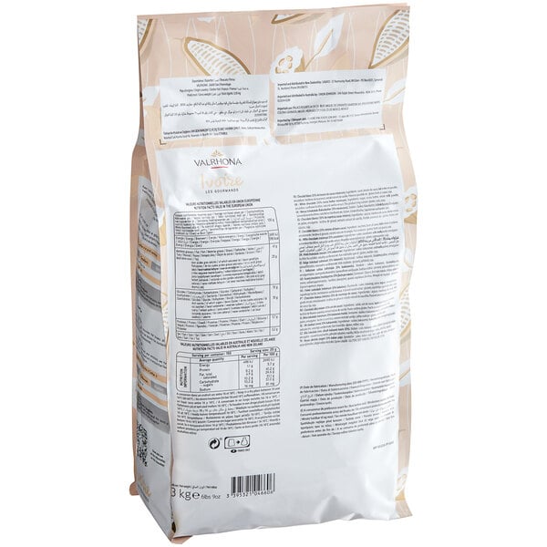 Valrhona Ivoire 35% White Chocolate Feve 6.6 lb. - 3/Case