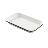 13" x 9.5" x 1.125" Rectangular Sheet Pan Porcelain Coated Steel White with Black Rim