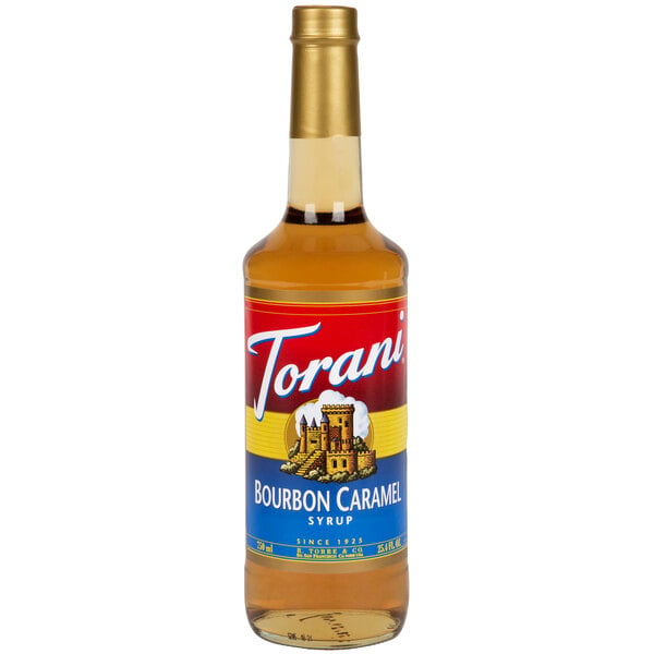 Torani Bourbon Caramel Flavoring Syrup 750 mL Glass Bottle