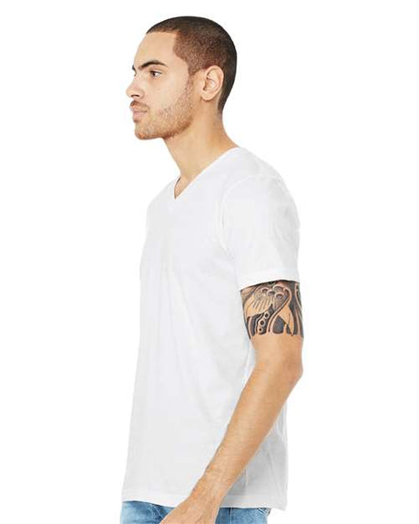 BELLA + CANVAS Heather CVC Short Sleeve V-Neck Tee in Heather Dust