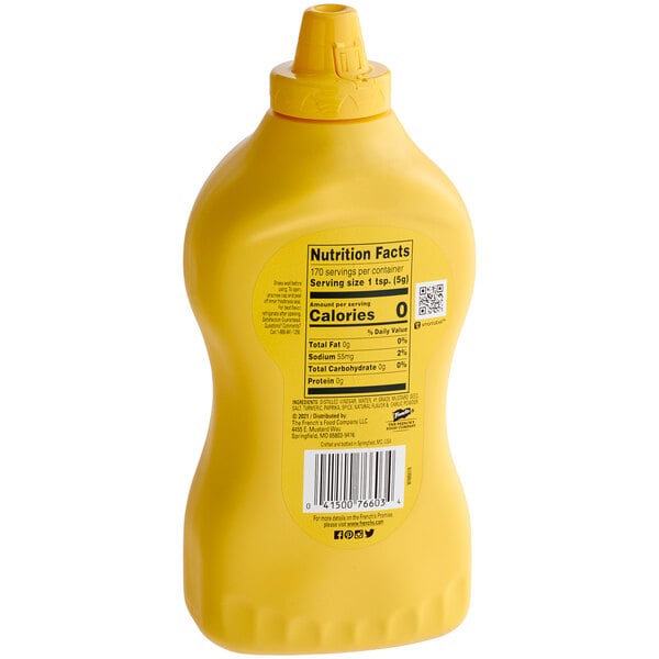 French's Classic Yellow Mustard Squeeze Bottle 30 oz. - 12/Case