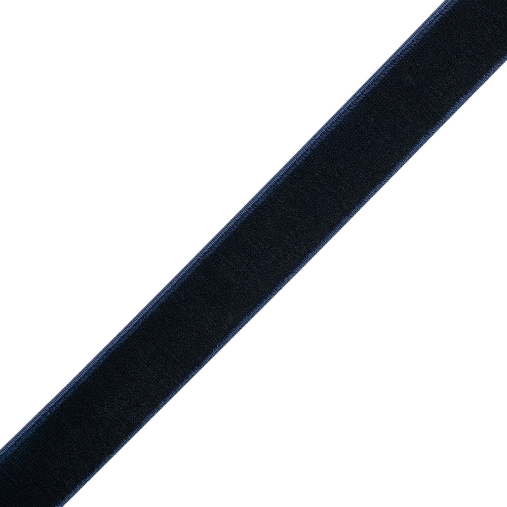 Stretch Velvet Ribbon Trim Made in Italy - 0.625" - Navy - Gislaine Collection