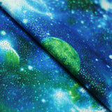 Galaxy Polyester Spandex Fabric - Pink, Blue, Multi, Sparkly Galaxy Print, 58/60" Width, 200 GSM (1 Yard)