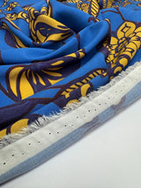 Viscose Printed Floral Fabric Yellow Blue