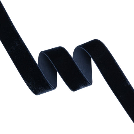 Stretch Velvet Ribbon Trim Made in Italy - 0.875" - Navy - Gislaine Collection