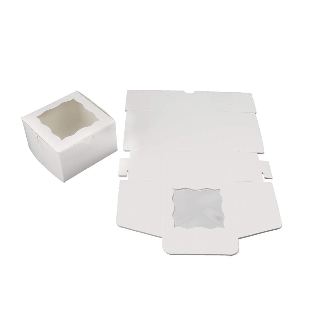 O'Creme One Compartment Cupcake Box with Window, 4" x 4" x 2.5" H - Pack Of 25