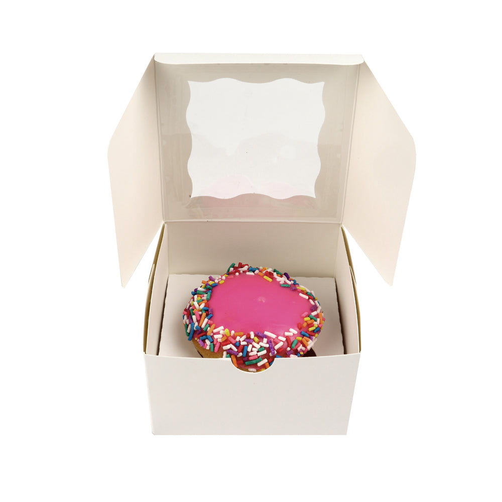 O'Creme One Compartment Cupcake Box with Window, 4" x 4" x 2.5" H - Pack Of 25